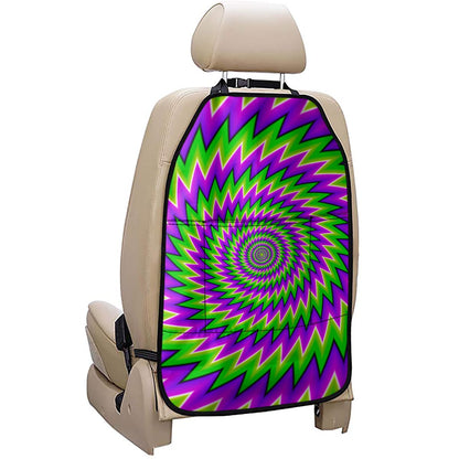 Green Spiral Moving Optical Illusion Car Seat Organizers