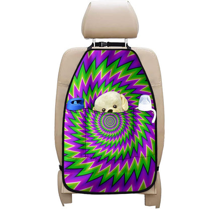 Green Spiral Moving Optical Illusion Car Seat Organizers