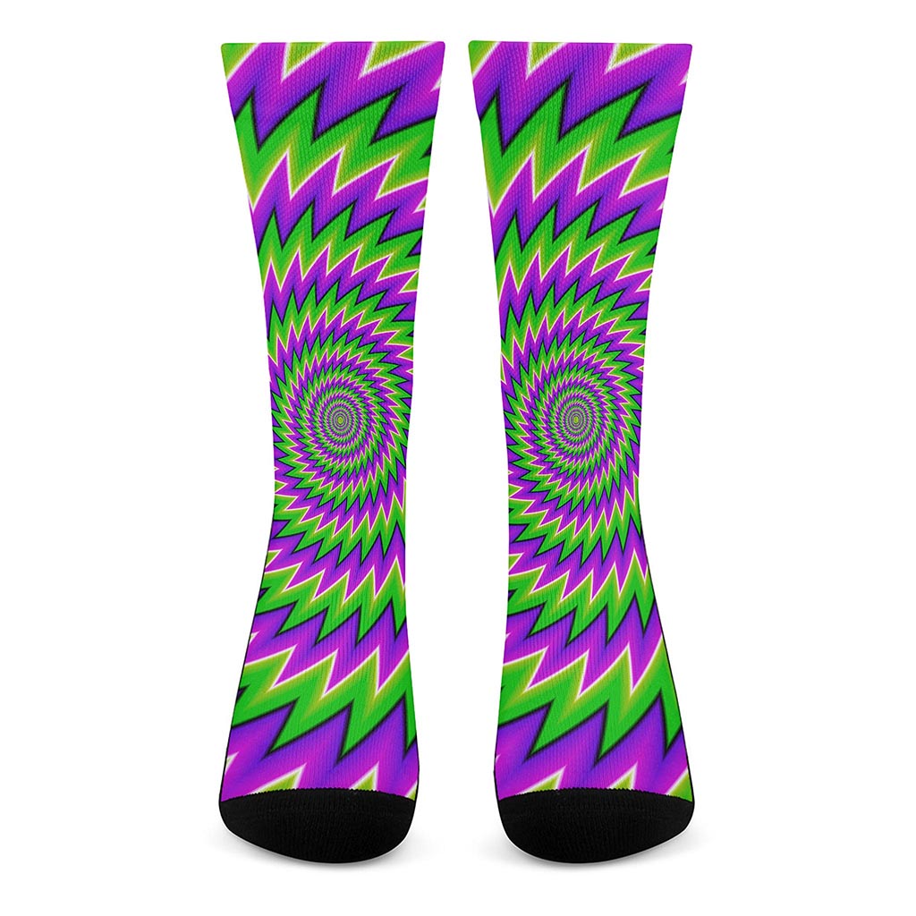 Green Spiral Moving Optical Illusion Crew Socks