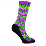 Green Spiral Moving Optical Illusion Crew Socks