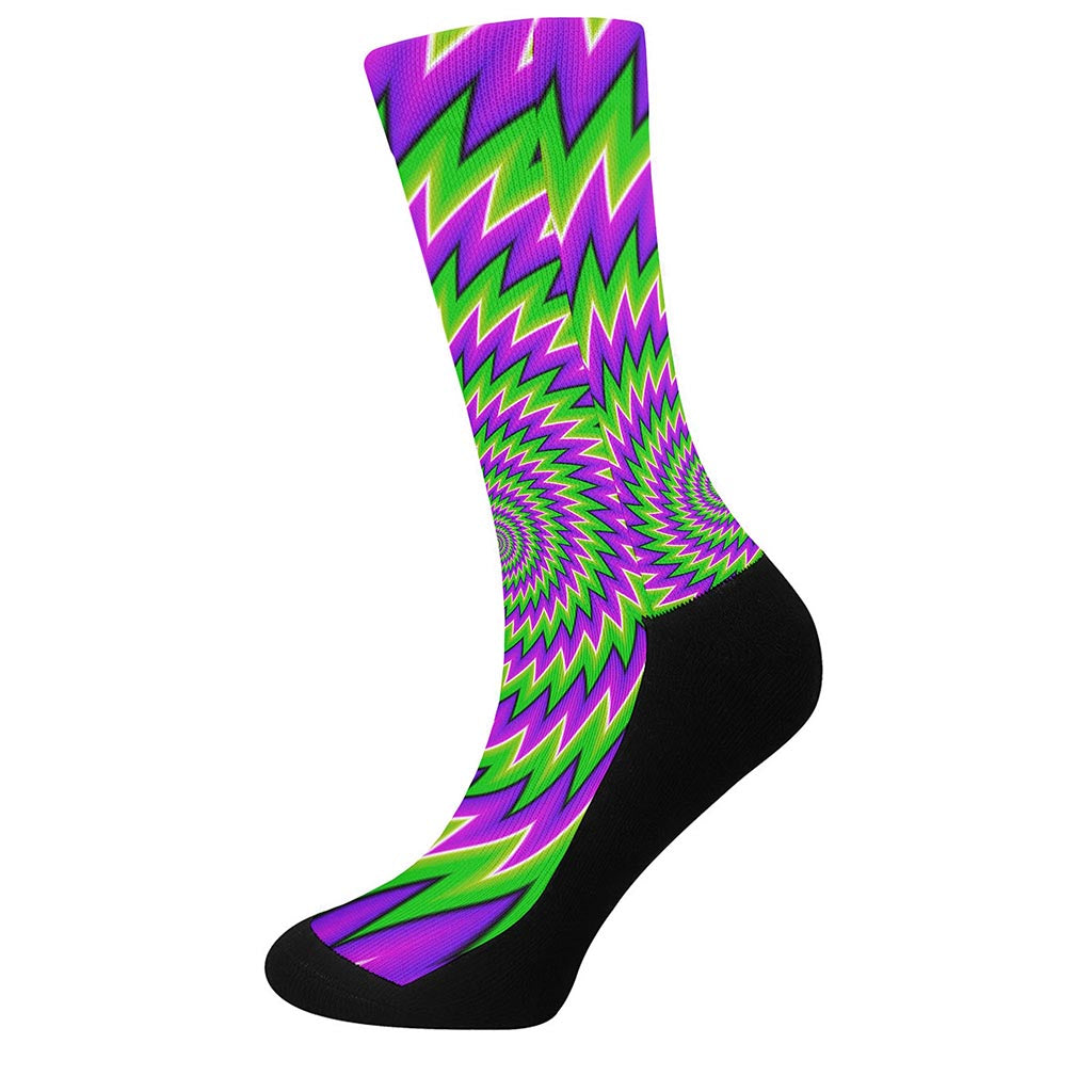 Green Spiral Moving Optical Illusion Crew Socks