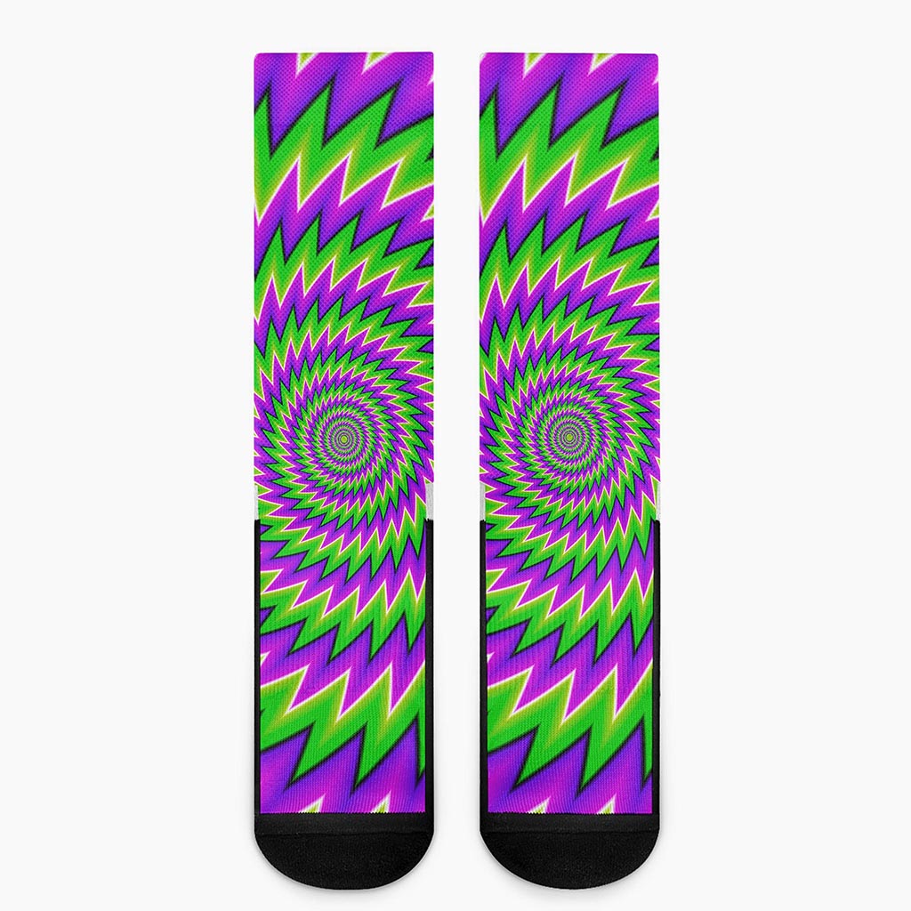 Green Spiral Moving Optical Illusion Crew Socks