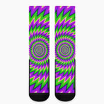 Green Spiral Moving Optical Illusion Crew Socks