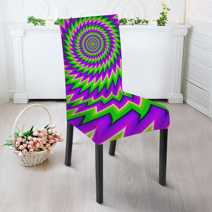 Green Spiral Moving Optical Illusion Dining Chair Slipcover