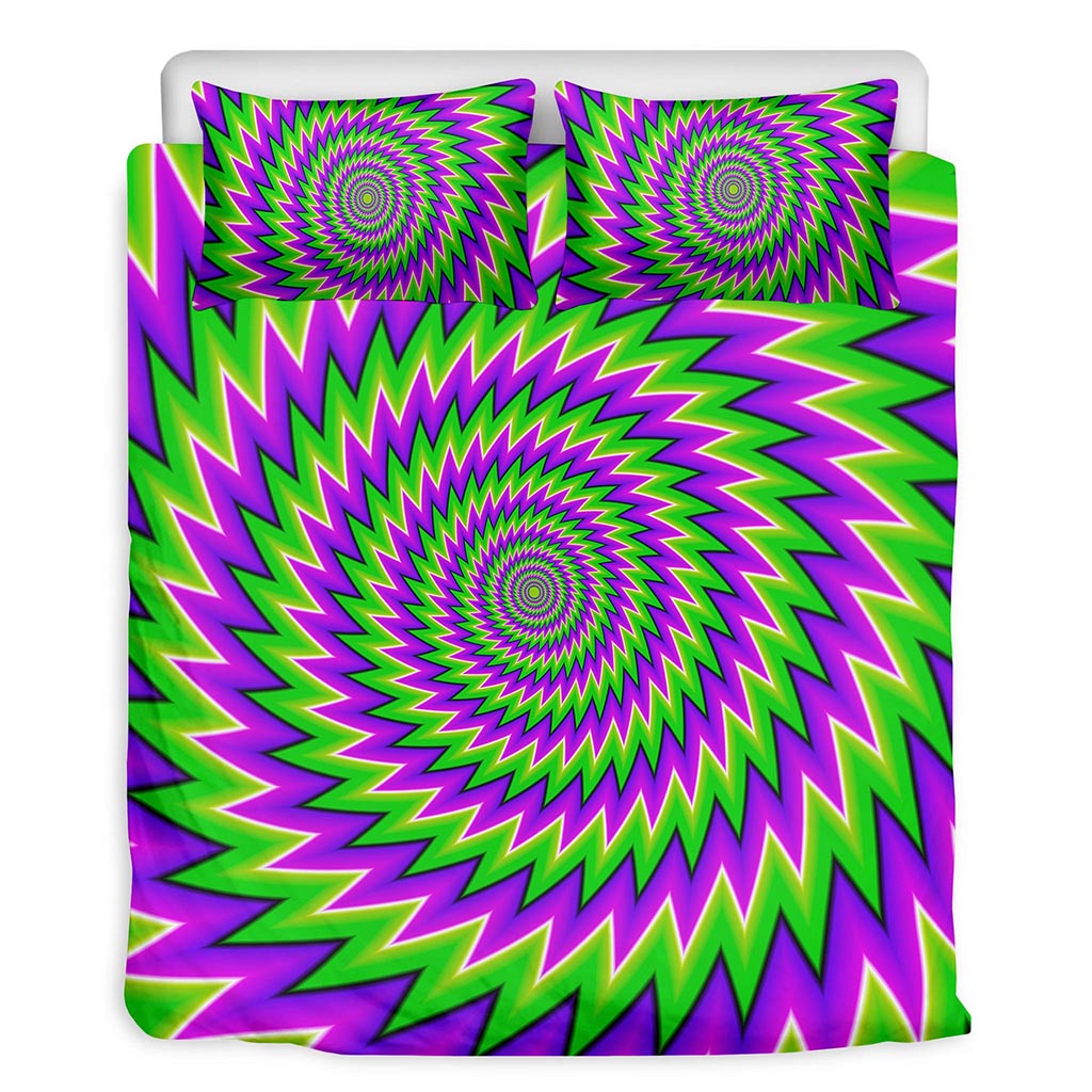 Green Spiral Moving Optical Illusion Duvet Cover Bedding Set