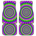 Green Spiral Moving Optical Illusion Front and Back Car Floor Mats