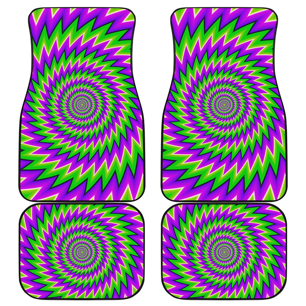 Green Spiral Moving Optical Illusion Front and Back Car Floor Mats