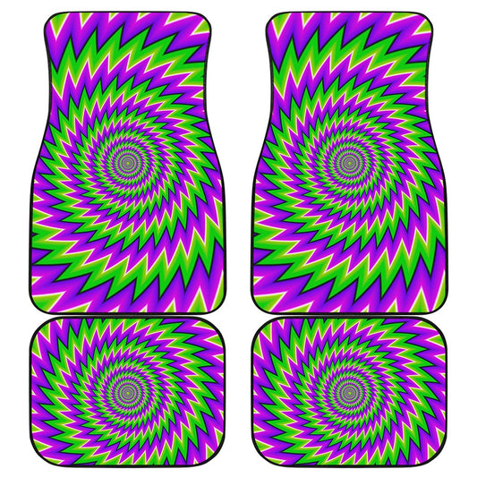 Green Spiral Moving Optical Illusion Front and Back Car Floor Mats