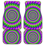 Green Spiral Moving Optical Illusion Front and Back Car Floor Mats