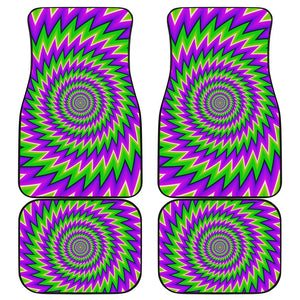 Green Spiral Moving Optical Illusion Front and Back Car Floor Mats