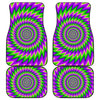 Green Spiral Moving Optical Illusion Front and Back Car Floor Mats