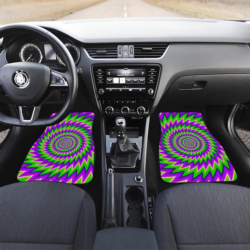 Green Spiral Moving Optical Illusion Front and Back Car Floor Mats