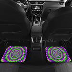 Green Spiral Moving Optical Illusion Front and Back Car Floor Mats