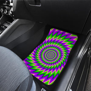 Green Spiral Moving Optical Illusion Front and Back Car Floor Mats