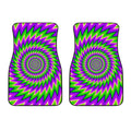Green Spiral Moving Optical Illusion Front Car Floor Mats
