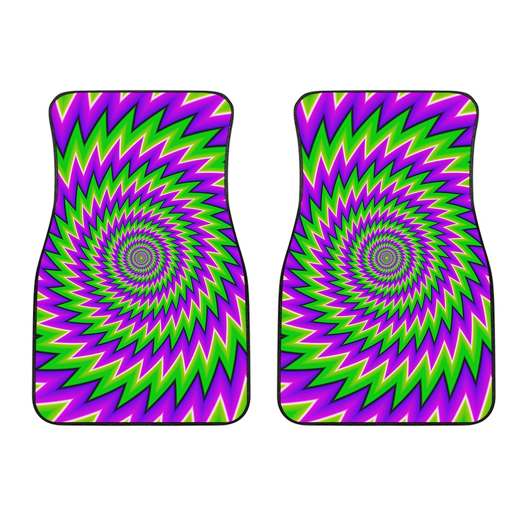 Green Spiral Moving Optical Illusion Front Car Floor Mats