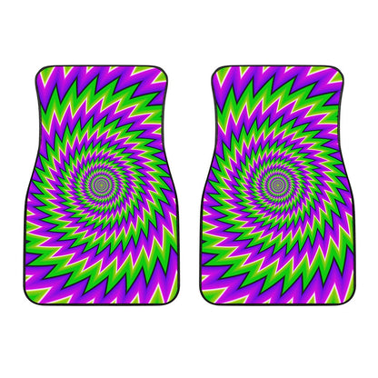 Green Spiral Moving Optical Illusion Front Car Floor Mats