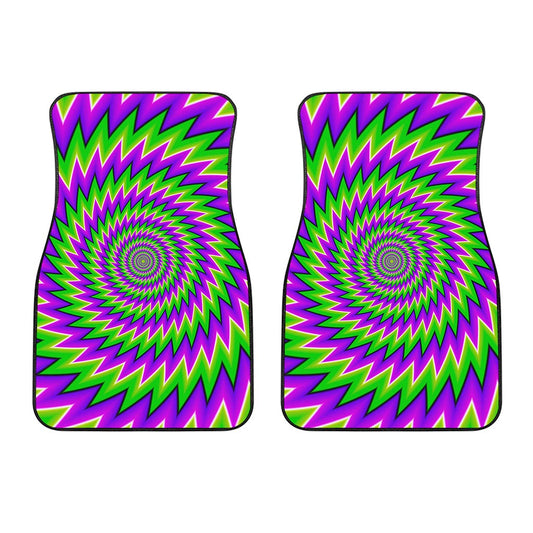 Green Spiral Moving Optical Illusion Front Car Floor Mats