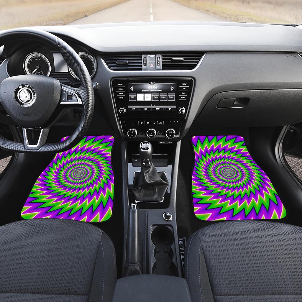 Green Spiral Moving Optical Illusion Front Car Floor Mats