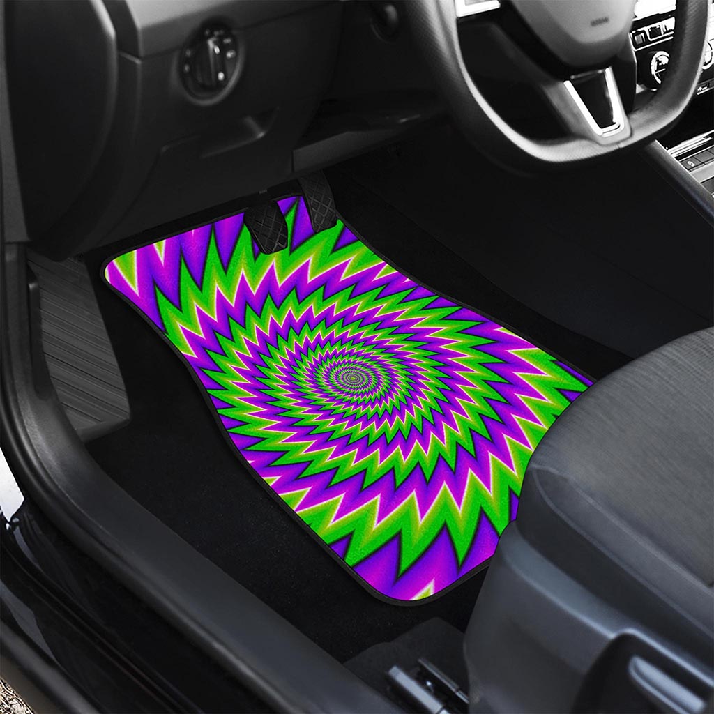 Green Spiral Moving Optical Illusion Front Car Floor Mats