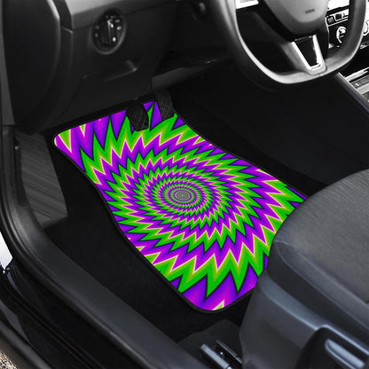 Green Spiral Moving Optical Illusion Front Car Floor Mats
