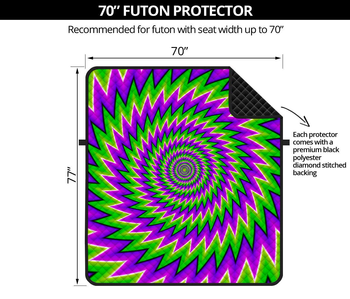 Green Spiral Moving Optical Illusion Futon Protector