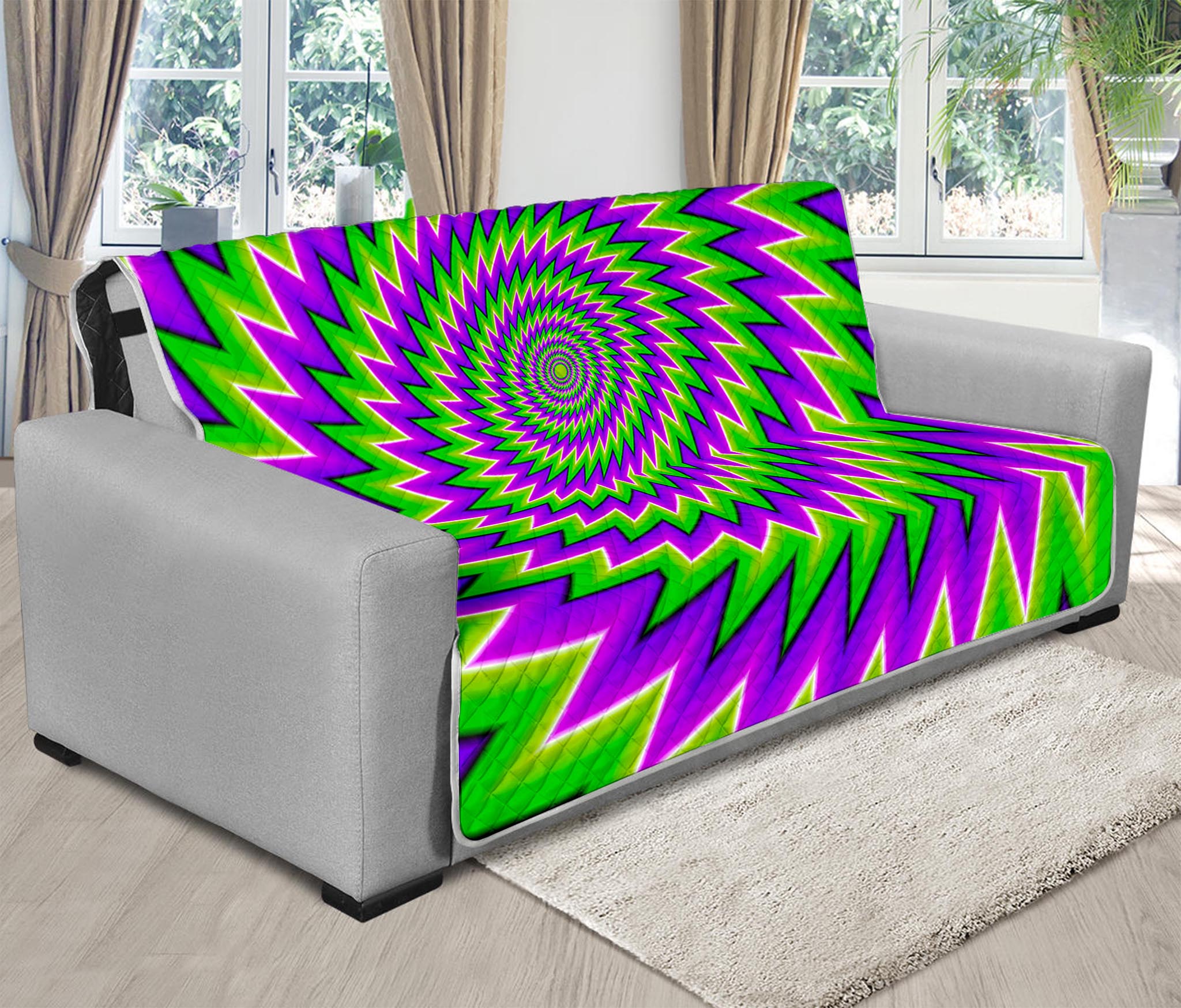 Green Spiral Moving Optical Illusion Futon Protector