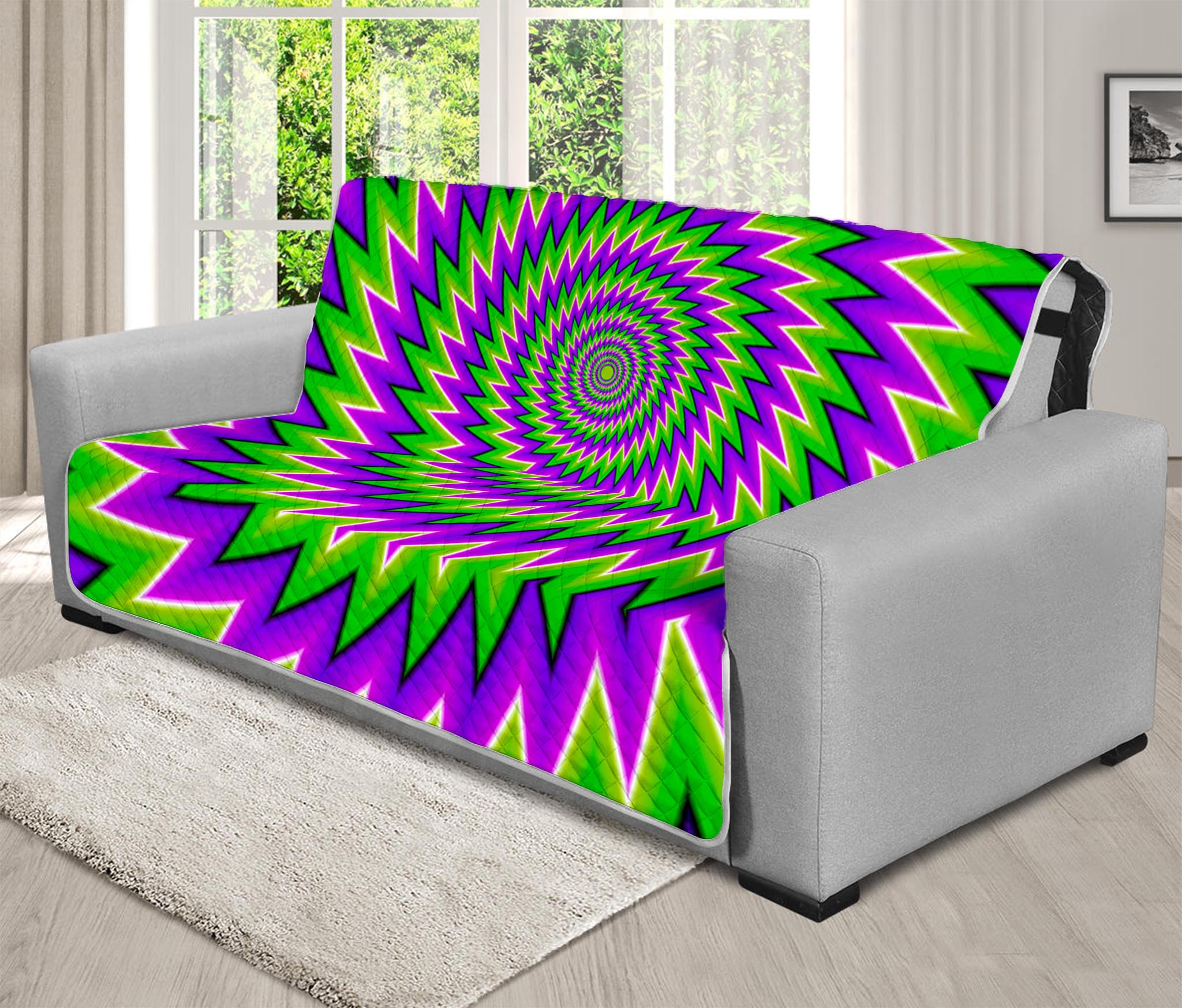 Green Spiral Moving Optical Illusion Futon Protector