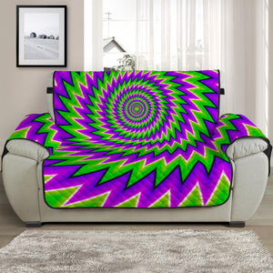 Green Spiral Moving Optical Illusion Half Sofa Protector