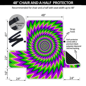 Green Spiral Moving Optical Illusion Half Sofa Protector