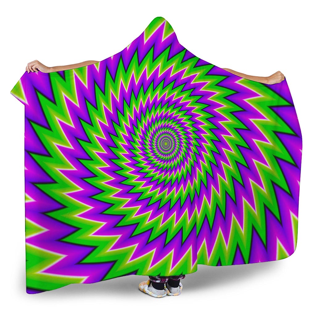 Green Spiral Moving Optical Illusion Hooded Blanket