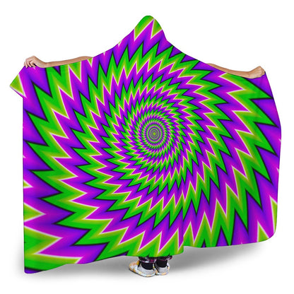 Green Spiral Moving Optical Illusion Hooded Blanket