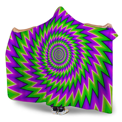Green Spiral Moving Optical Illusion Hooded Blanket