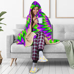 Green Spiral Moving Optical Illusion Hooded Blanket