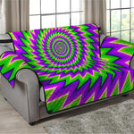 Green Spiral Moving Optical Illusion Loveseat Protector