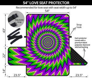 Green Spiral Moving Optical Illusion Loveseat Protector