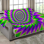 Green Spiral Moving Optical Illusion Loveseat Protector