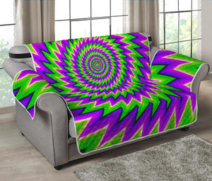 Green Spiral Moving Optical Illusion Loveseat Protector