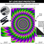 Green Spiral Moving Optical Illusion Loveseat Protector