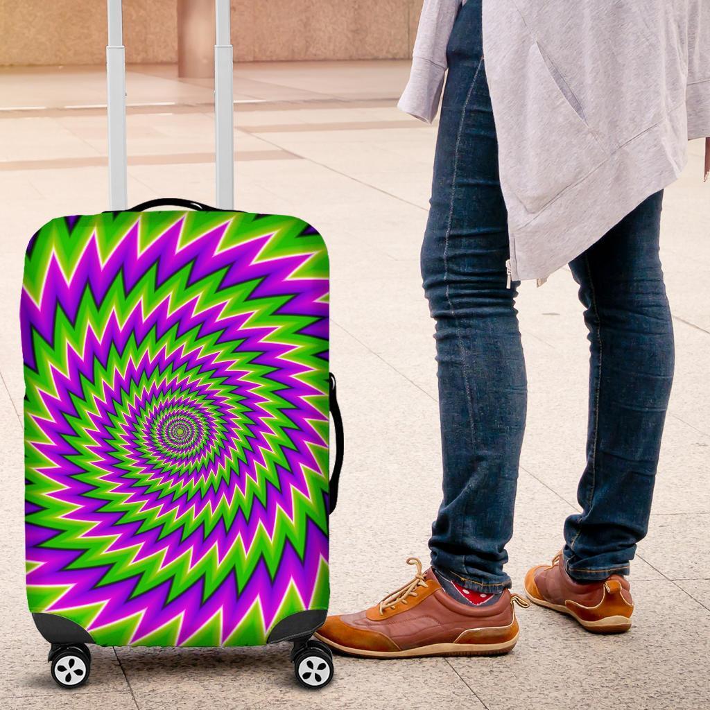 Green Spiral Moving Optical Illusion Luggage Cover GearFrost