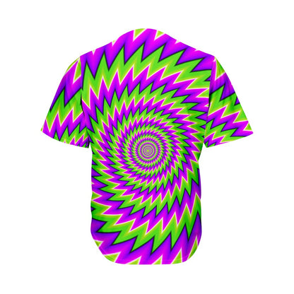 Green Spiral Moving Optical Illusion Men's Baseball Jersey