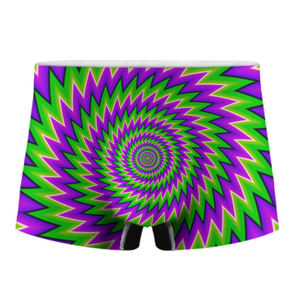 Green Spiral Moving Optical Illusion Men's Boxer Briefs