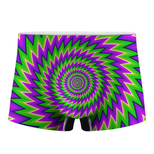 Green Spiral Moving Optical Illusion Men's Boxer Briefs