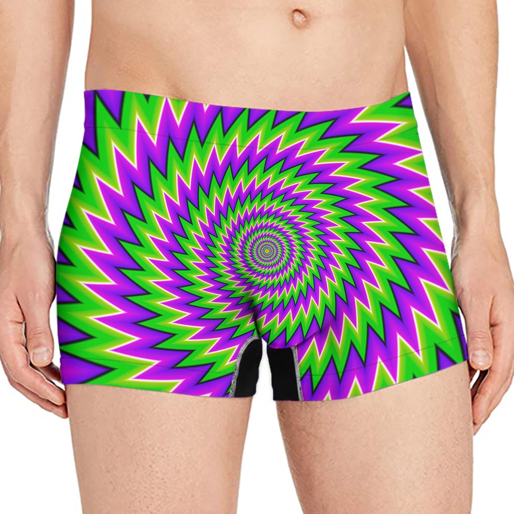 Green Spiral Moving Optical Illusion Men's Boxer Briefs