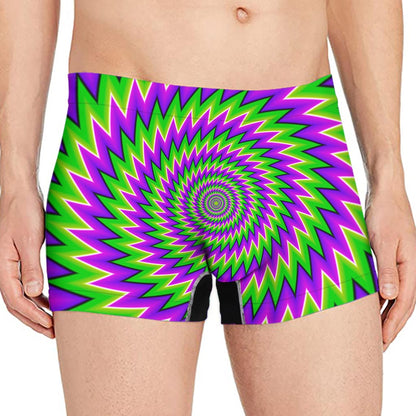 Green Spiral Moving Optical Illusion Men's Boxer Briefs