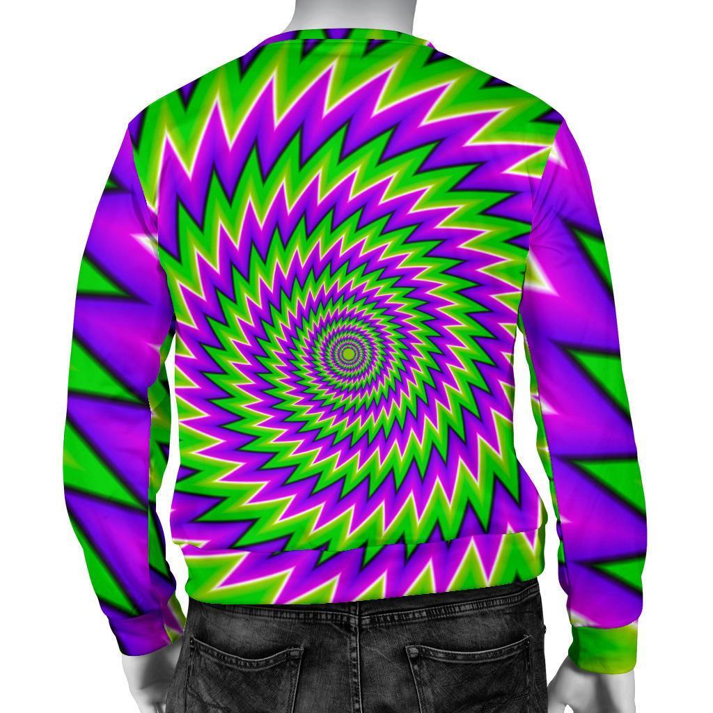 Green Spiral Moving Optical Illusion Men's Crewneck Sweatshirt GearFrost