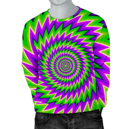 Green Spiral Moving Optical Illusion Men's Crewneck Sweatshirt GearFrost