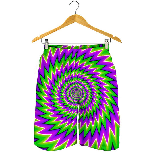 Green Spiral Moving Optical Illusion Men's Shorts