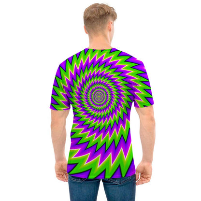 Green Spiral Moving Optical Illusion Men's T-Shirt