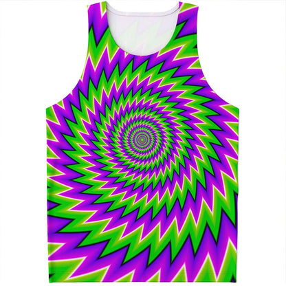 Green Spiral Moving Optical Illusion Men's Tank Top